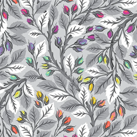 TULA PINK GRAYWORK - BEST BUDS - FOG (WIDEBACK)